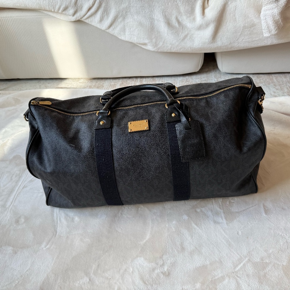 Michael Kors Black Logo Duffel Bag – Gold Hardware
